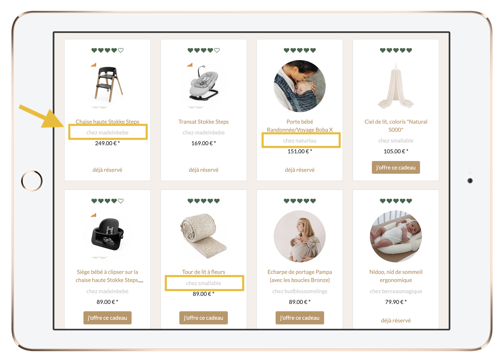 Liste de naissance multi-enseignes